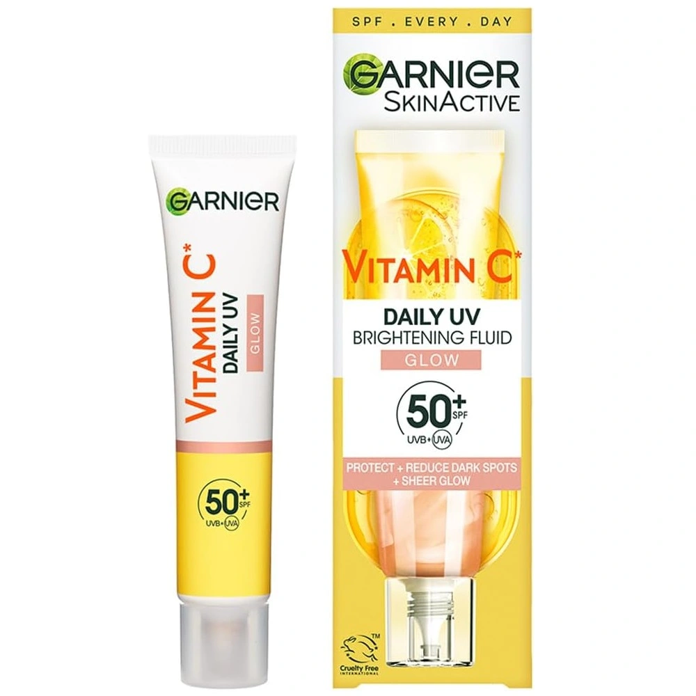 Garnier-Vitamin-C-Daily-UV-Brightening-Fluid-Sheer-Glow ضد آفتاب فلوئیدی رنگی گارنیه حاوی ویتامین سی - تصویر 1