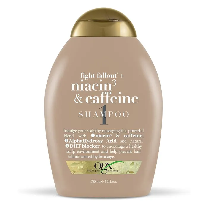 OGX-niacin-caffeine-shampoo شامپو فاقد سولفات ضد ریزش نیاسین و کافئین او جی ایکس - تصویر 1