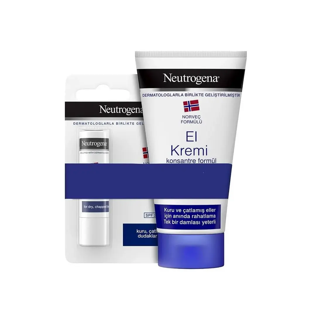 neutrogena-cream-and-balm-set پک کرم دست و بالم لب معطر نوتروژینا انواع پوست - تصویر 1