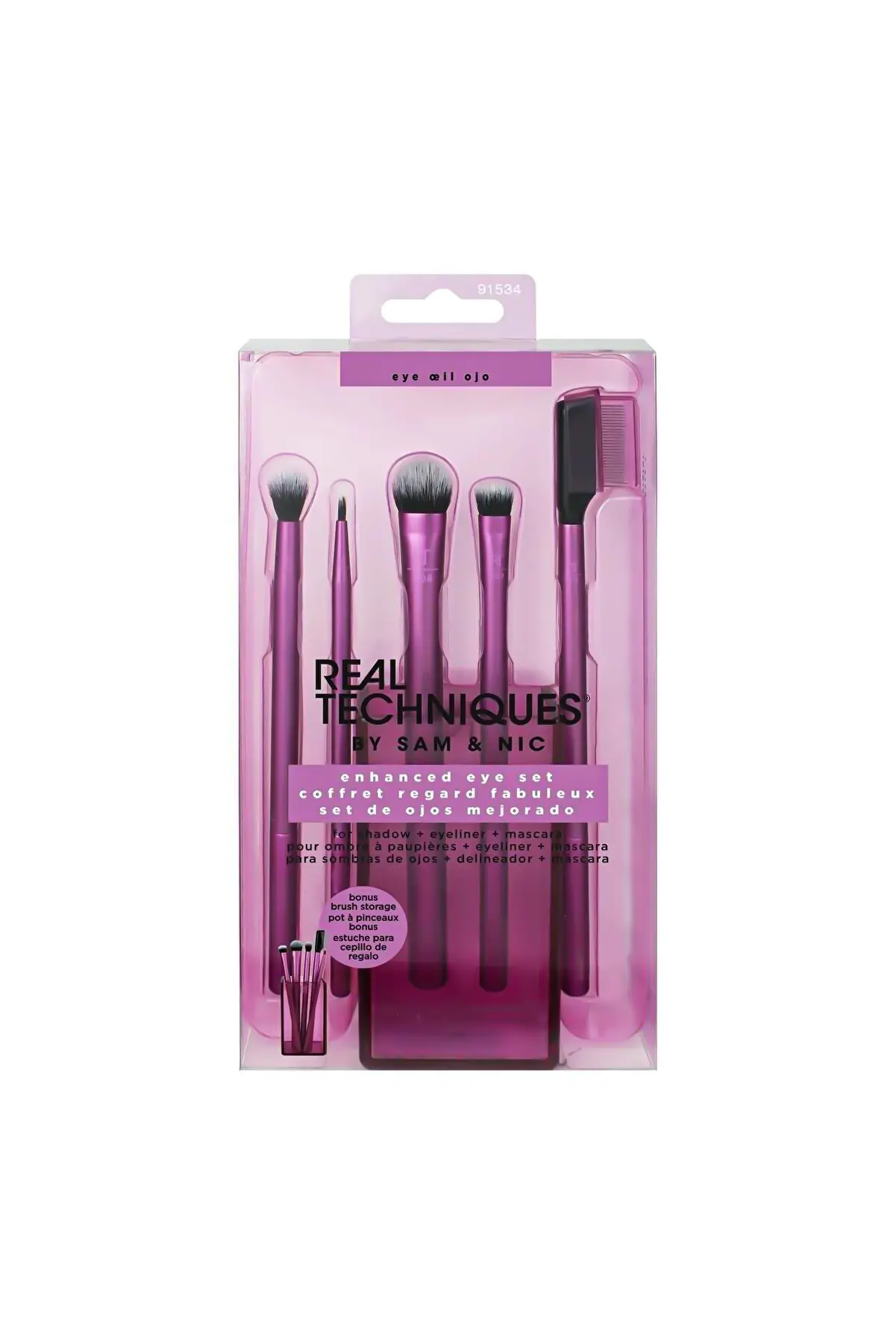 real-techniques-eye-makeup ست براش آرایش چشم و استند ریل تکنیک مدل Enhanced - تصویر 1