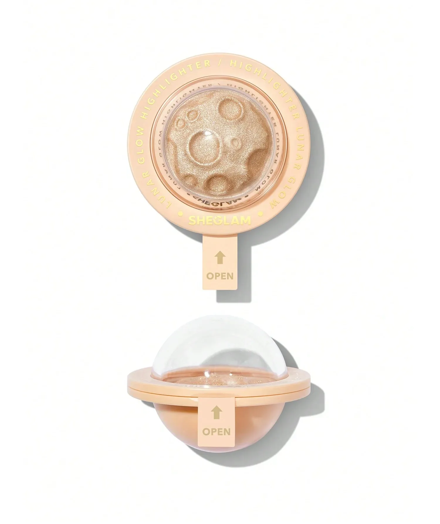 sheglam-Lunar-Glow-Highlighter-Tea-Cake-8 هایلایتر شیگلم مدل فضایی رنگ Tea Cake - تصویر 1